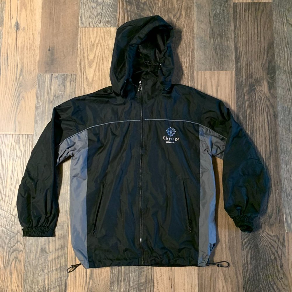 Cheneral Black & Gray Windbreaker Jacket with Detachable Hood